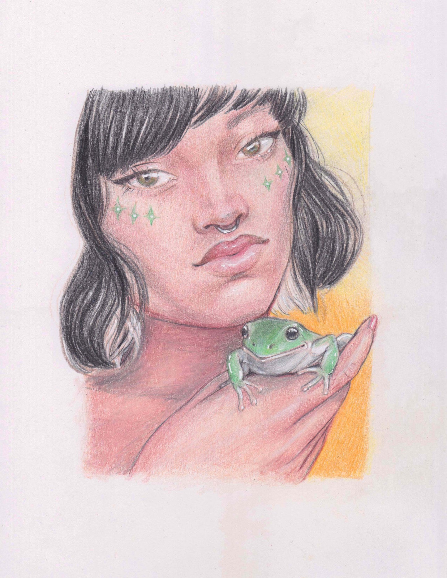 Framed Art Piece - Introverted Animals - Frog Girl